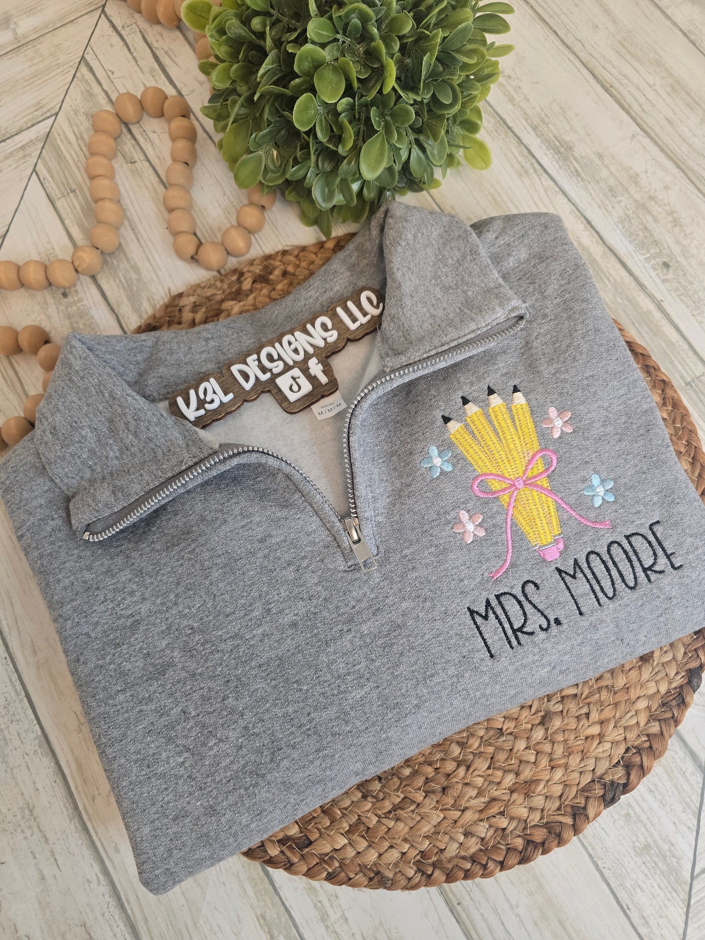 Embroidered teacher pullover