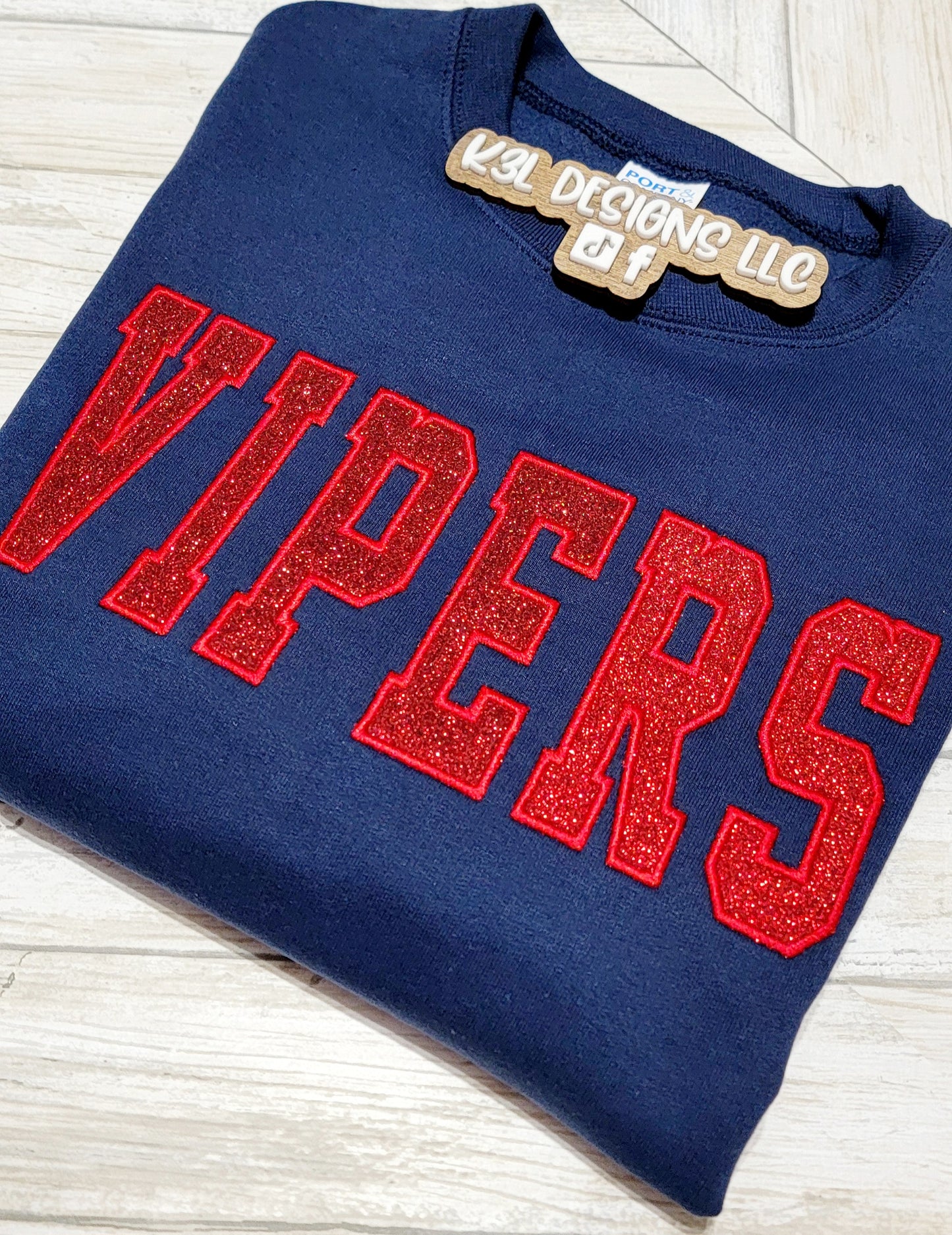 Glitter Applique Embroidered Crewneck