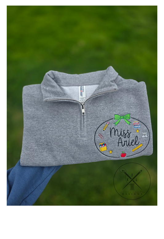 Teacher Bow Frame Quarter Zip