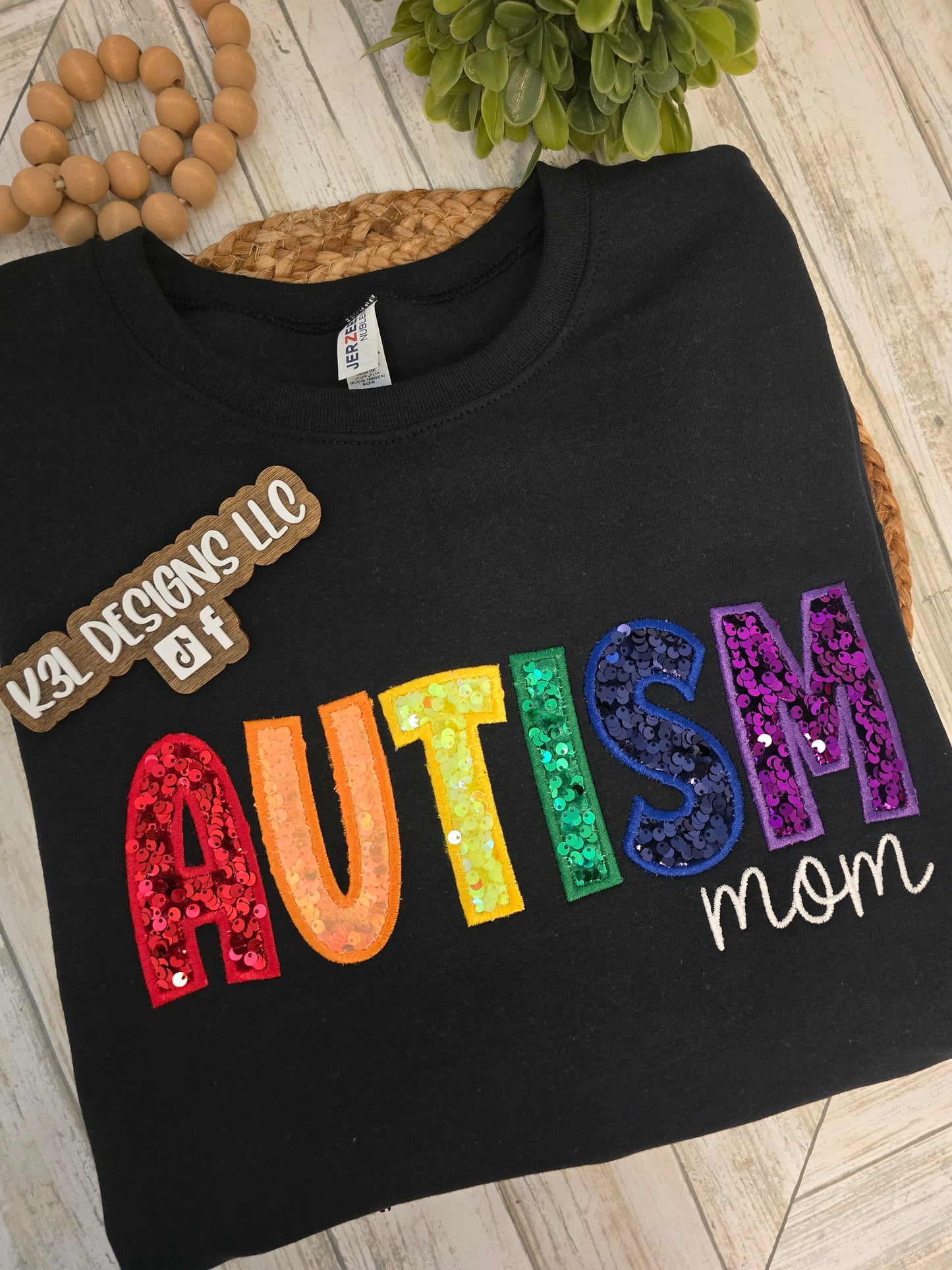 Autism Mom Embroidered Crewneck