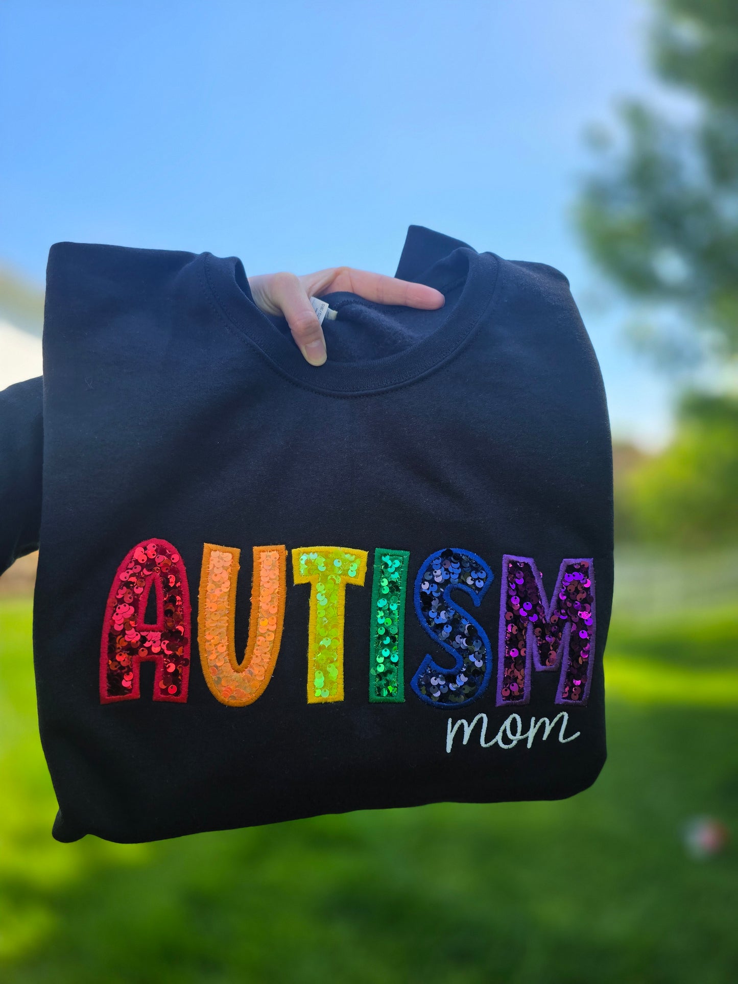 Autism Mom Embroidered Crewneck